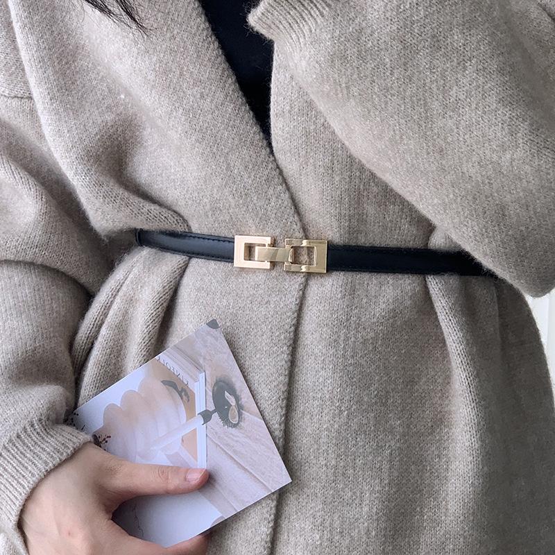 Musthave Womens Double Buckle Belt In Elegant Black And Chic Camel For Outfit Any