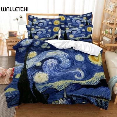 Oil Painting Van Gogh Star Sky Bedding Set Queen King Size Bedroom Decor Quilt Cover Pillowcase Bed Linen Home Textile