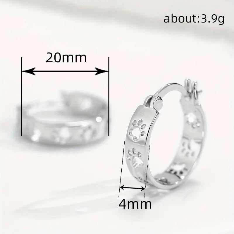 Cute puppy paw print ear buckle, pet footprint earrings, hollow design love cat paw earrings