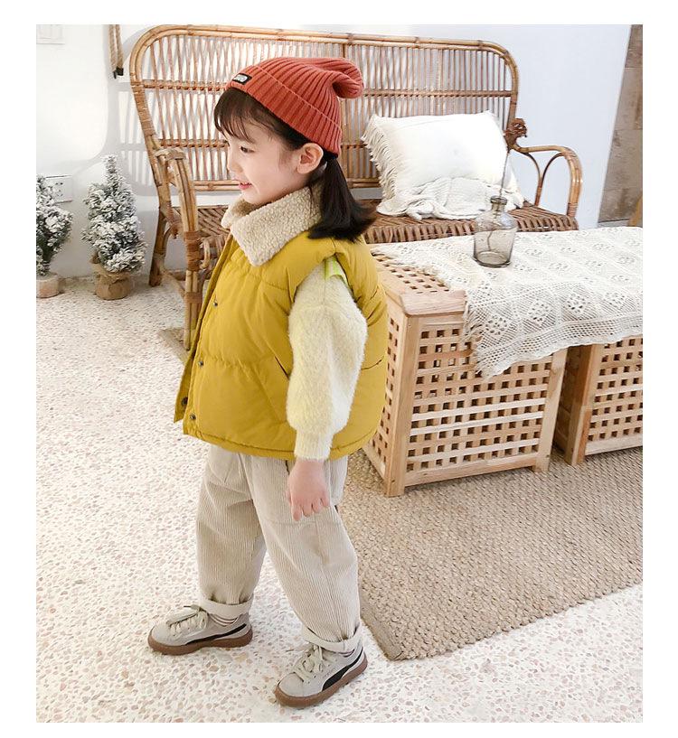2025 Child's Fleece-Lined Down Cotton Winter Vest: Warm & Thick for Autumn/Winter
