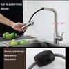 Stainless Steel Pull Out Kitchen Sink Faucet Deck Mounted Single Hole Handle Swivel Sprayer Hot Cold Mixer Tap