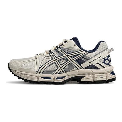 Gel-Kahana 8 Mode Mångsidiga Hållbara Andningsbara Stötdämpande Låga Löparskor Dam Sneaker Vit Blå 1012A978-104
