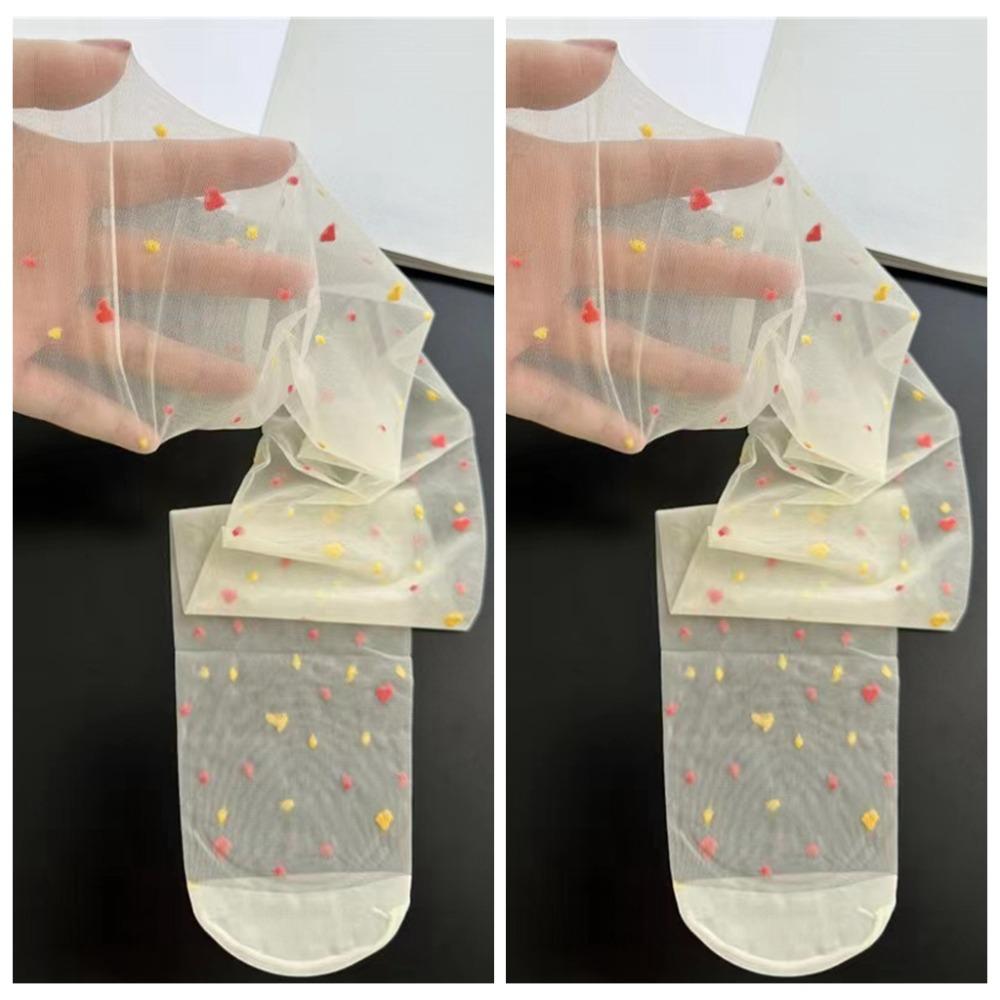 

2Pcs Heart Y2K Silk Stockings Dots Girls Silk Tights Sweet Stockings Women Summer