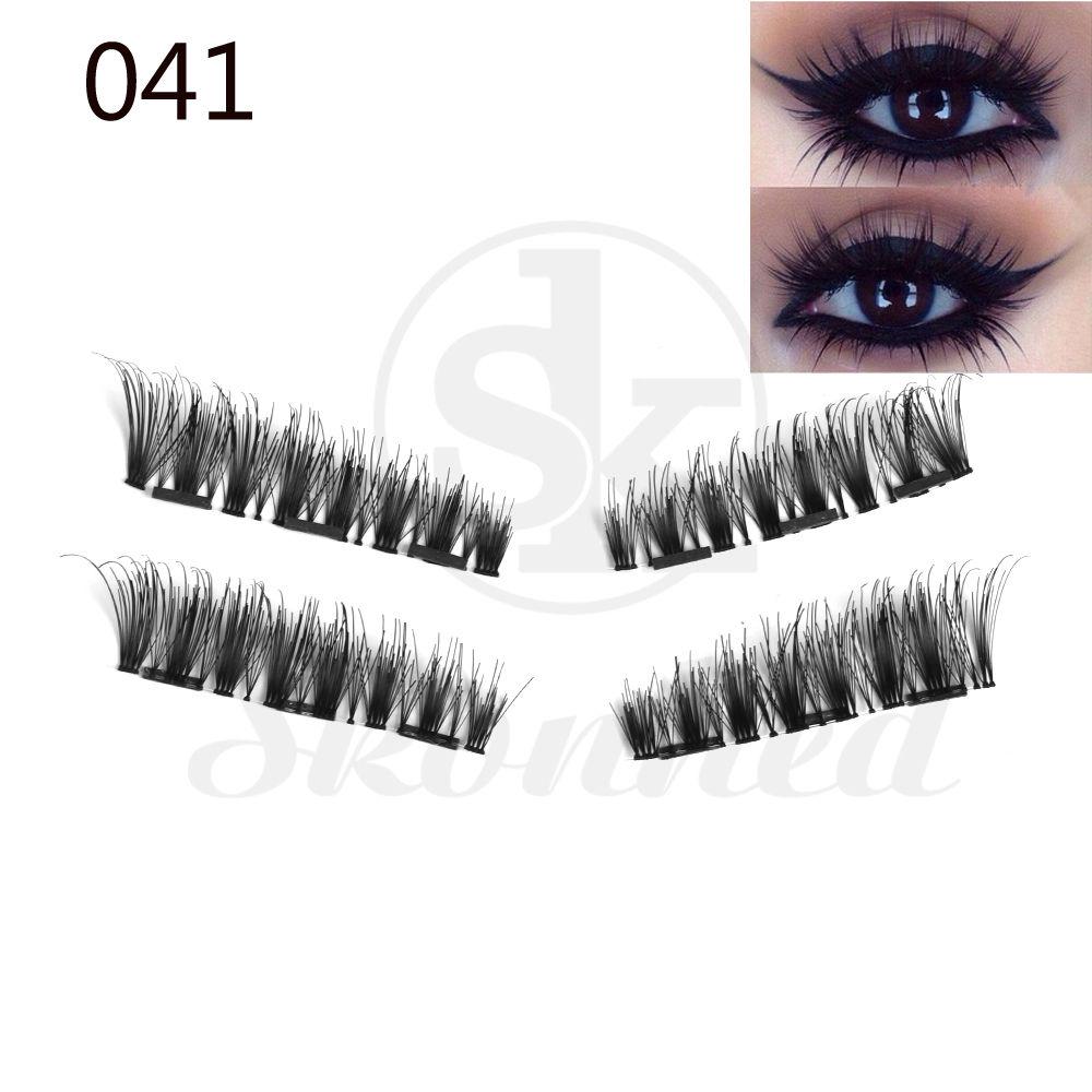 4 Pcs Sexy Full Coverage Glue-free Triple Magnet Extension Tools Cross Wispy False Eyelashes