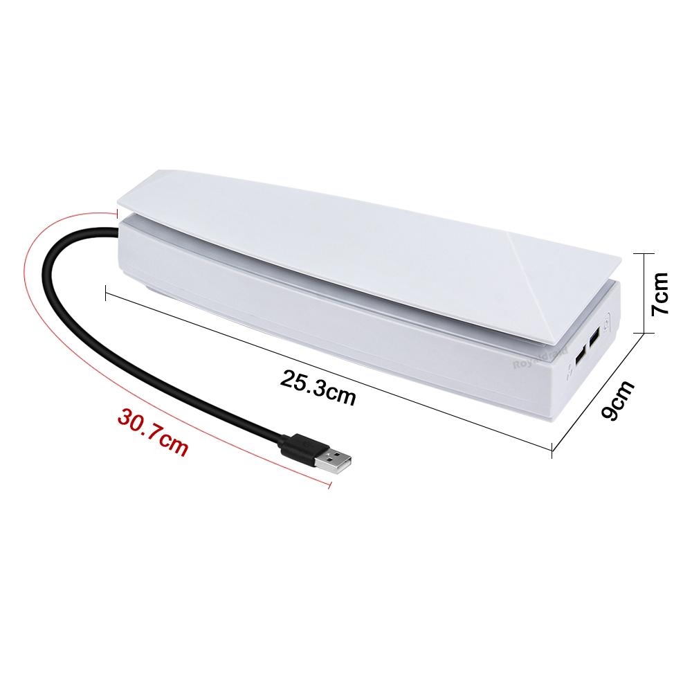 White Upper Cooling Fan Base Game Cooler Stand Bracket with RGB Atmosphere Colorful Lighting LED for PS5 Console with Dust Cover
