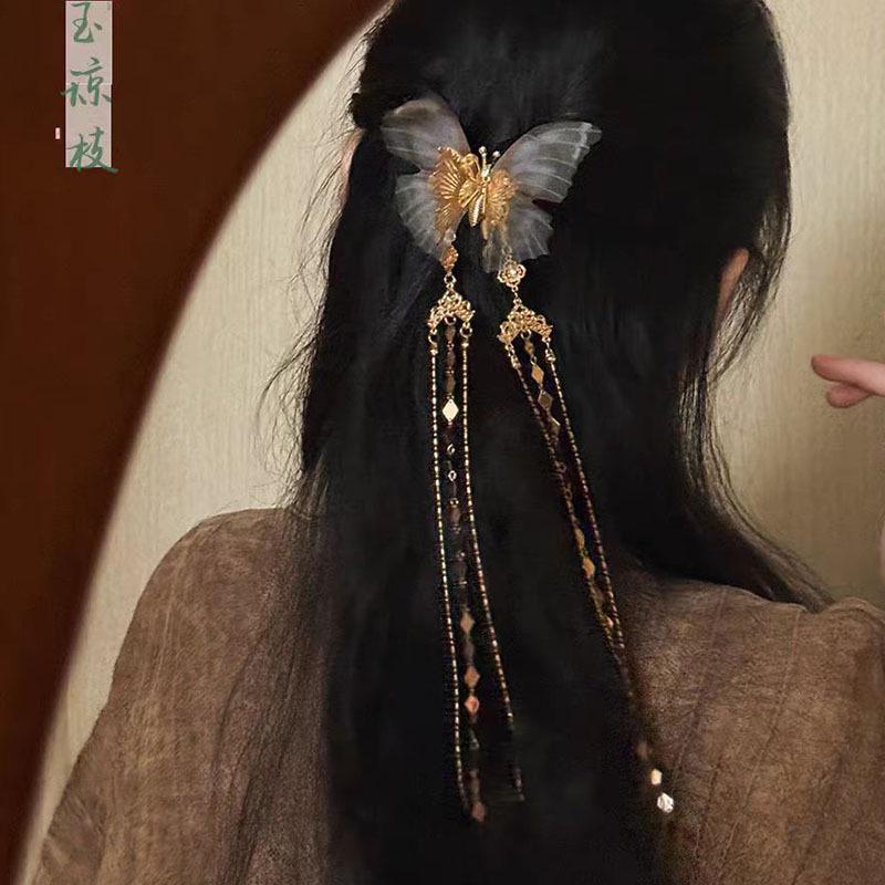 

Элегантная ретро-заколка-бабочка - изысканная заколка для челки из тюля для женщин