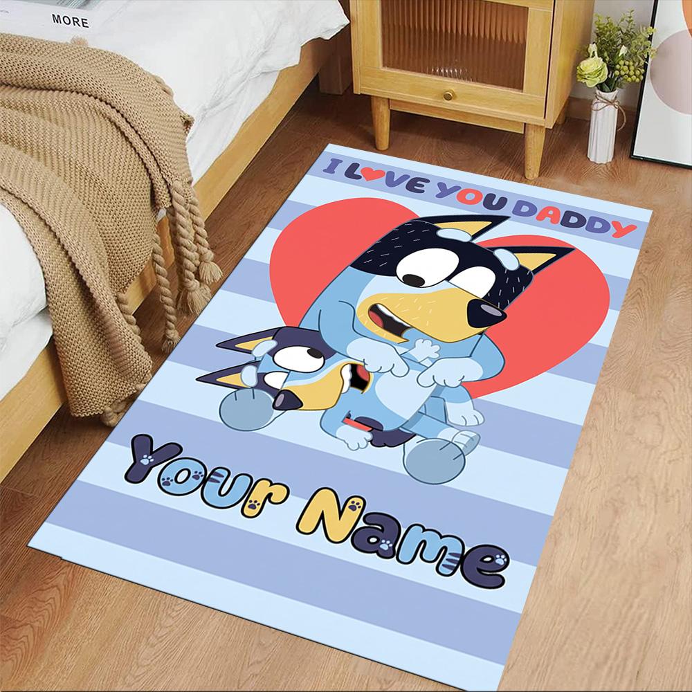 Bluey Personalized Text Carpet Perfect for Dormitory Outdoor Living Rooms Game Room Anti-slip Rug Office Home Decor