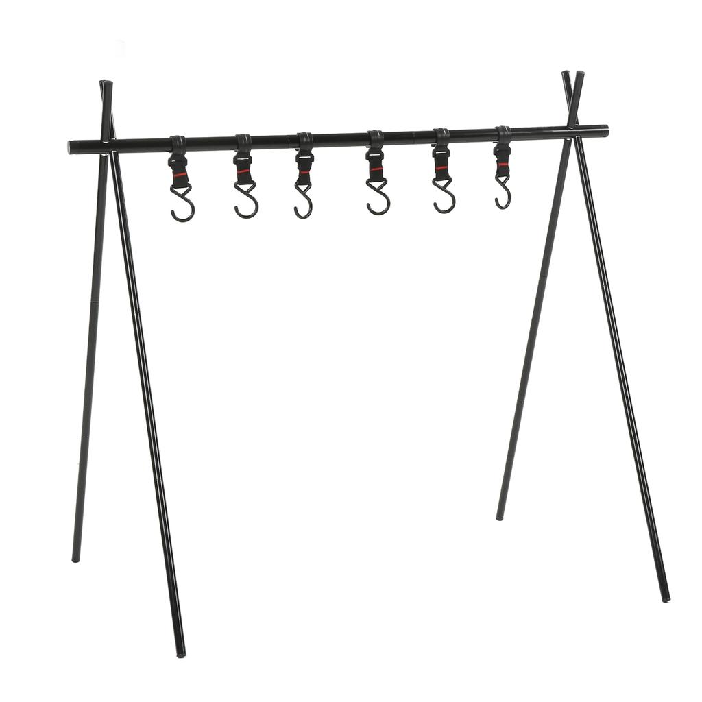 Camping Hanging Rack 6kg Load Bearing Aluminum Alloy Hanging Rack Portable Cookware Hanging Rack Camping with 6 Hook