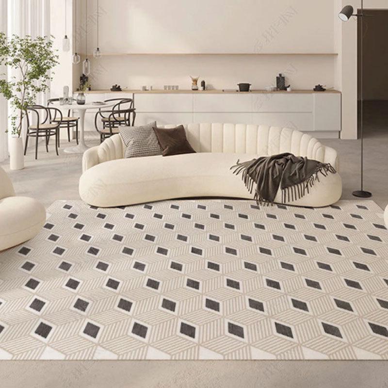 French Plaid Non-Slip, Dirt-Resistant, Water-Absorbent Carpet for Living Room, Coffee Table, Entrance, and Bedroom