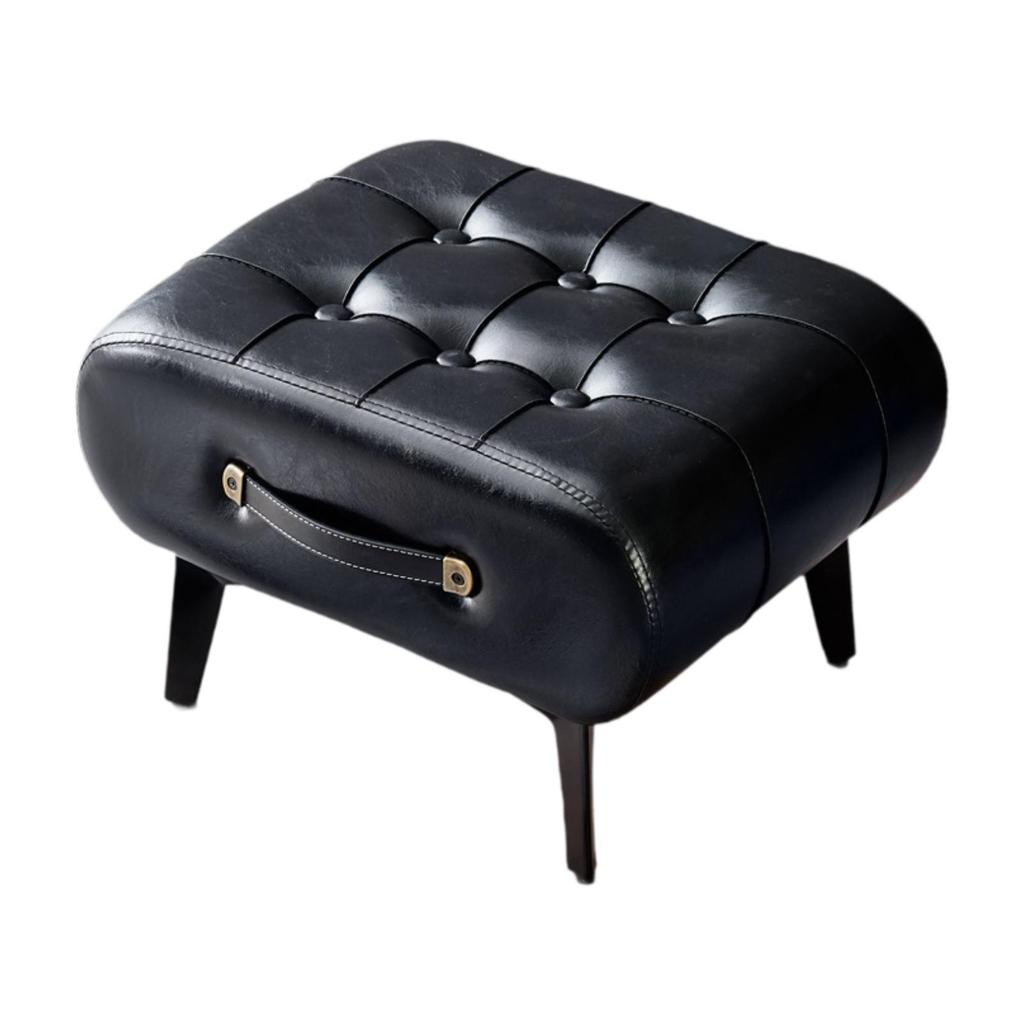 PU Leather Footstool Portable Sofa Tea Stool Padded Foot Rest Potty Stool Step Stool for Playroom Outdoor Entryway Bedroom Decor