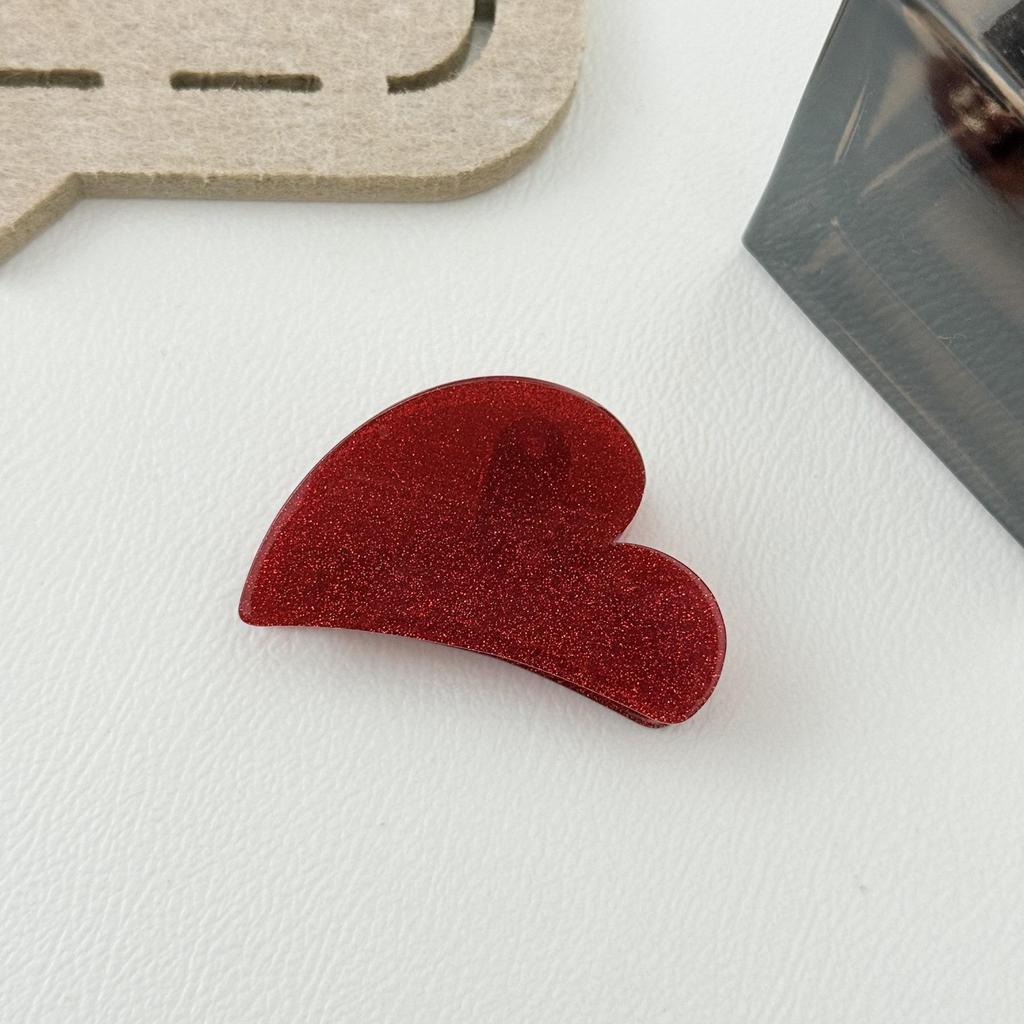 Korean Candy Color Glitter Heart Medium Claw Clip Hairpin for Women's Ponytail Hair Accessories