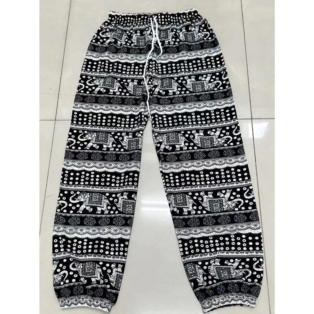 Elefanten Hose Lang Weites Bein Verstellbarer Elastischer Bund Riemen Unisex Damen Herren Druck Thailand Lässig Streetwear Strand Boho Retro Vintage