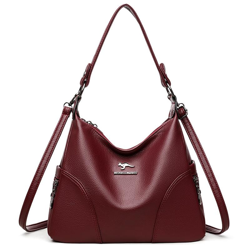 

Женская сумка через плечо, сумка для мамы, сумочка, модная вместительная сумка из мягкой кожи на одно плечо бордовый