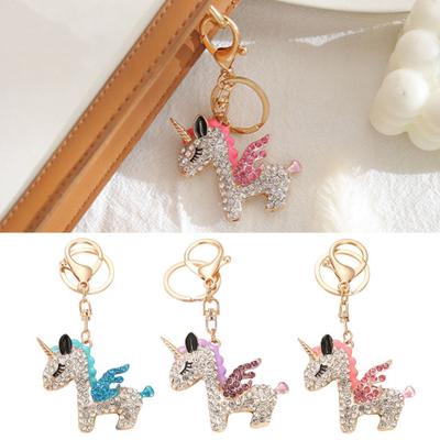 Bling Rhinestone Flying Horse Keychain Car Key Ring Holder Decor Accessories Backpack Purse