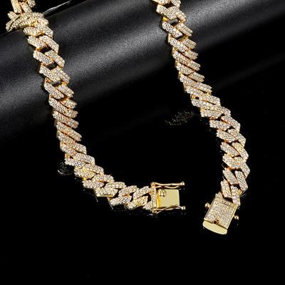Eine Europäische und Amerikanische Hiphop Herren Hip Hop 13mm Rhombus Cubanische Halskette Kupfer Inlay Zirkon, Beliebt