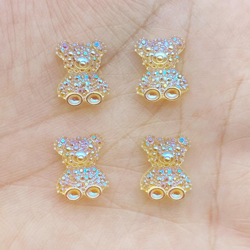 50Pcs New Cute Mini Shiny Little Bear Flat Back Resin Cabochons Scrapbooking DIY Jewelry Craft Decoration Accessories