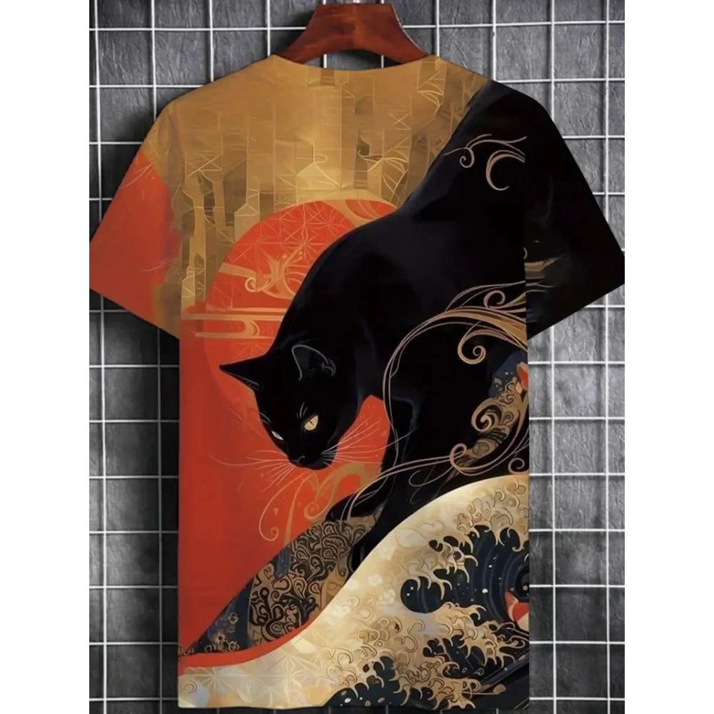 Sommer Herren 3D-Druck Rundhals T-Shirt Mode Vielseitig Atmungsaktiv Trend Lässig