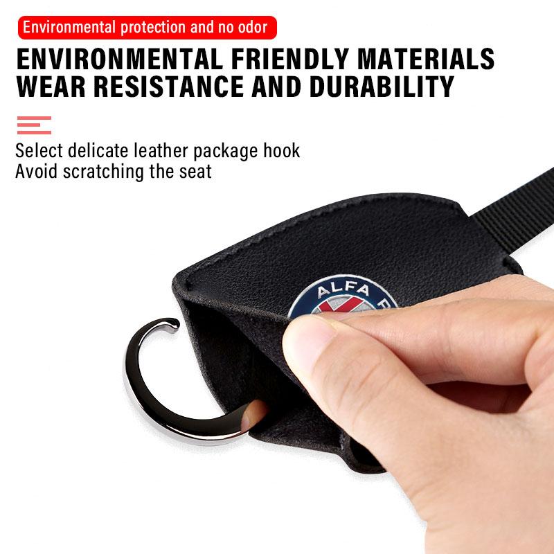 1/2pcs Leather Car Seat Back Hooks Portable Hanging Bag Rack for Alfa Romeo Giulia Giulietta MiTo Stelvio Tonale 4C 8C Disco Volante Gloria