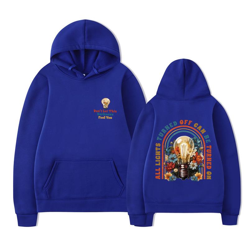 Don'T Let This Darkness Fool You Printed Hoodie Plus Size Loose Sweater Men