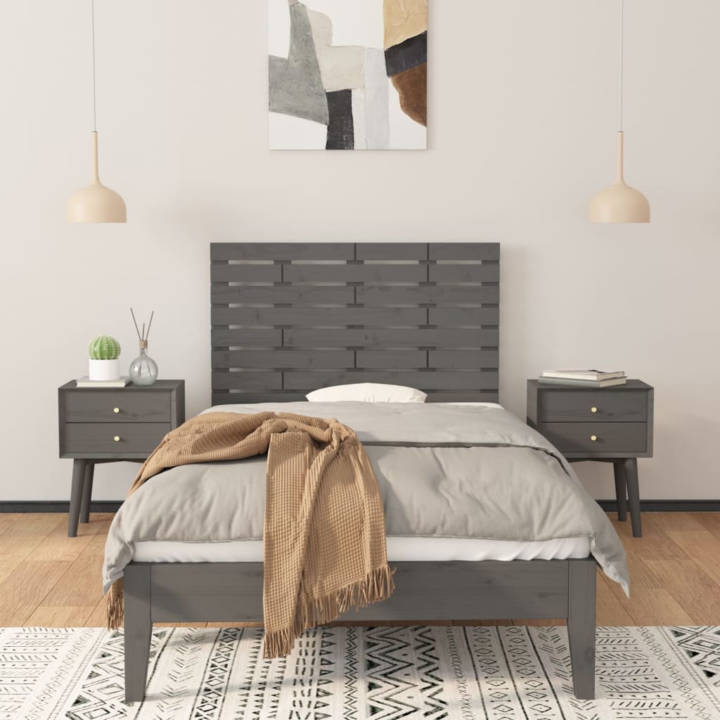 Vidaxl Wezgłowie Łóżka, Szare, 96X3X63 Cm, Lite Drewno Sosnowe