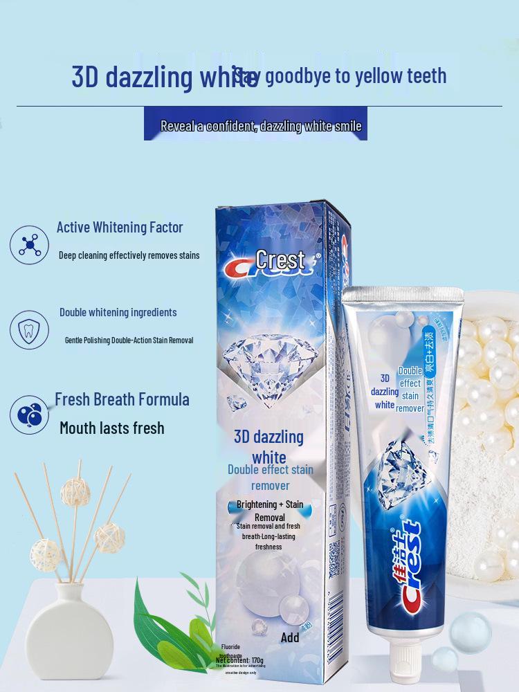 Crest 3D White Mint Lemon Jasmine Whitening Toothpaste - Fresh Breath & Stain Removal