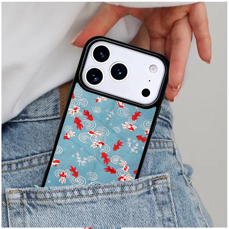 Japanese Koi Phone Case for iPhone 16e 15 14 13 12 17 Pro Max Plus Air 17pro Cover Coque