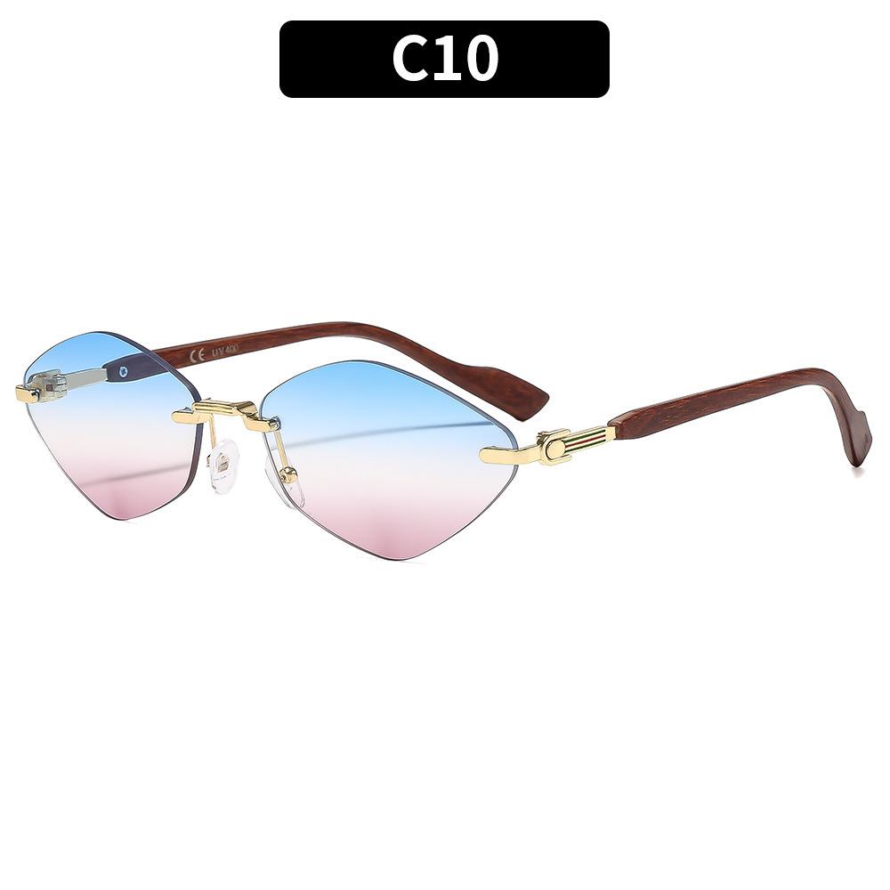 New fashion frameless trimmed sunglasses Internet celebrity elegant and thin sunglasses personalized versatile models