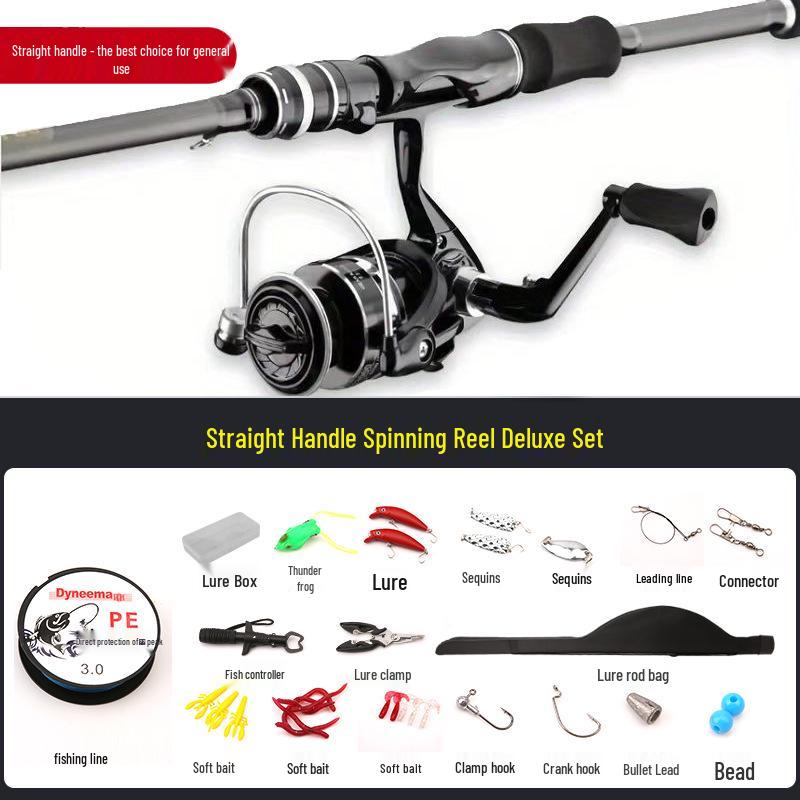 Beginner's Complete Lure Fishing Set: Long-Casting Rod with Guide Rings