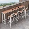 Garden High-Legged Table and Chair Set - Anti-Corrosion Plastic Wood, Waterproof, UV-Resistant, Perfect for Balcony or Outdoor Bar.