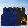 Vår- och höstväst för män, polarfleece, väst med v-ringning, sporttopp, ärmlös väst, varm jacka