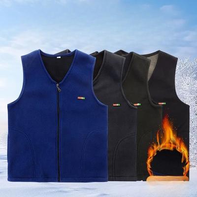 Frühlings- und Herbst Herren Polarfleece Weste V-Ausschnitt Top Sport Ärmellose Weste Warme Jacke