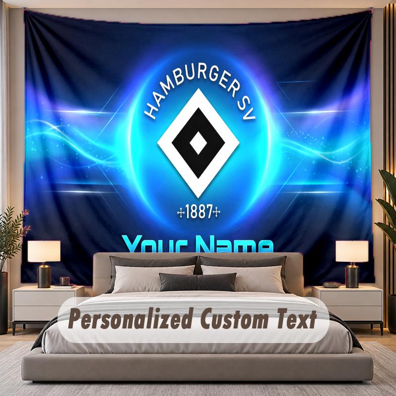 Custom Name Text Tapestry Hamburger SV Personalized Polyester Wall Tapestry For Bedroom And Room