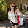 MJ STYLE Asymmetrical Shoulder Slim-Fit Top