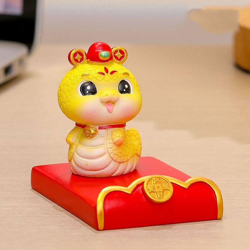 Resin Craft Mobile Phone Bracket Ornaments Slot Design Cute Cell Phone Holder  Spring Festival