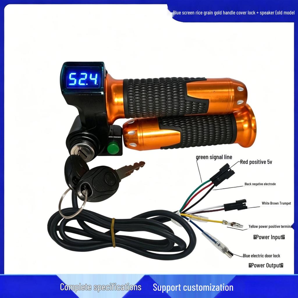 Blue Screen Electric Scooter Throttle Grip with Voltage Display and Lock