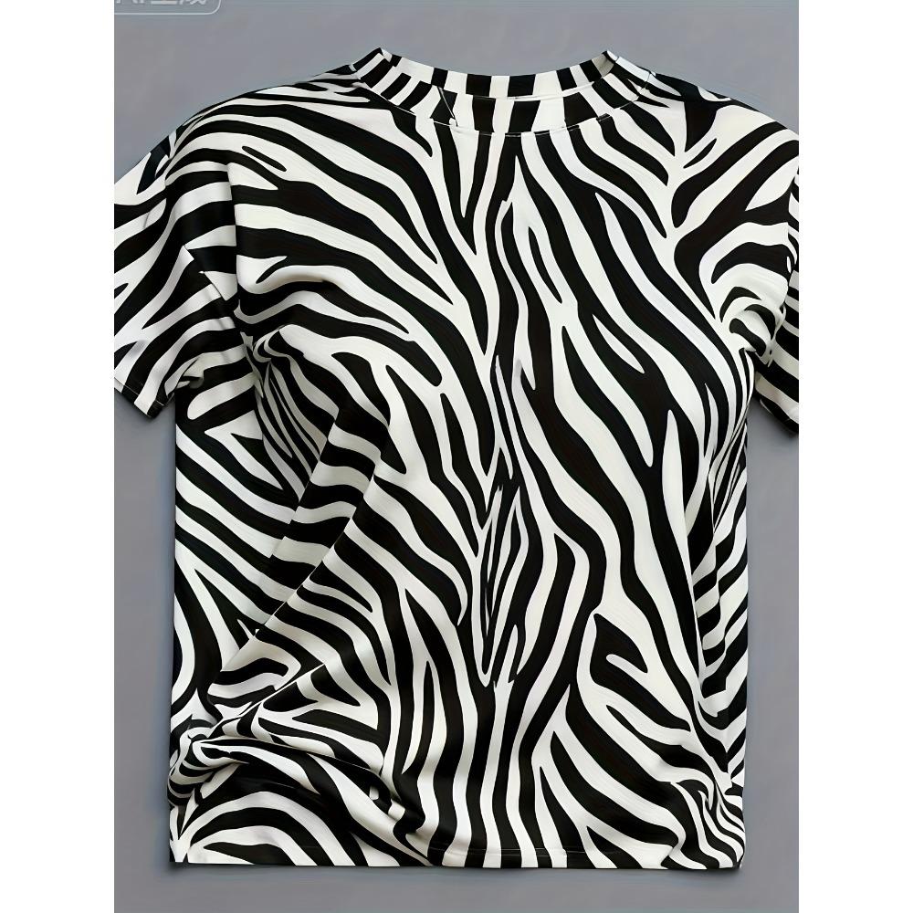 2026 Spring/Summer New Digital Print Zebra Pattern Short-Sleeve Sports Shirt for Women by Egg Tart