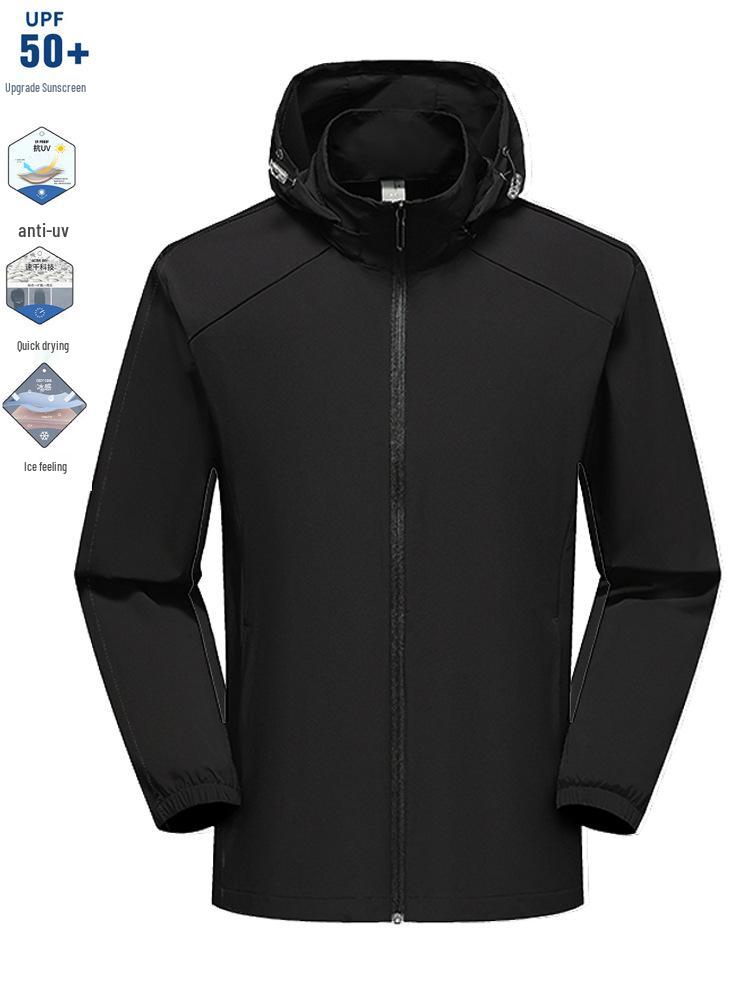 Unisex Ice Silk Sun Protection Hooded Jacket - Spring Summer Breathable Lightweight Loose Fit Plus Size Athletic Casual Outerwear