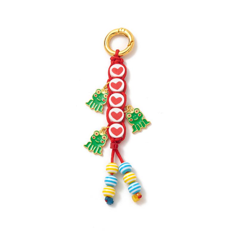 Trendy Love Cherry Keychain Ins Style Colorful Woven Rope Keyring Bag Charms Handbag Hanging Decoration Keycord Gifts