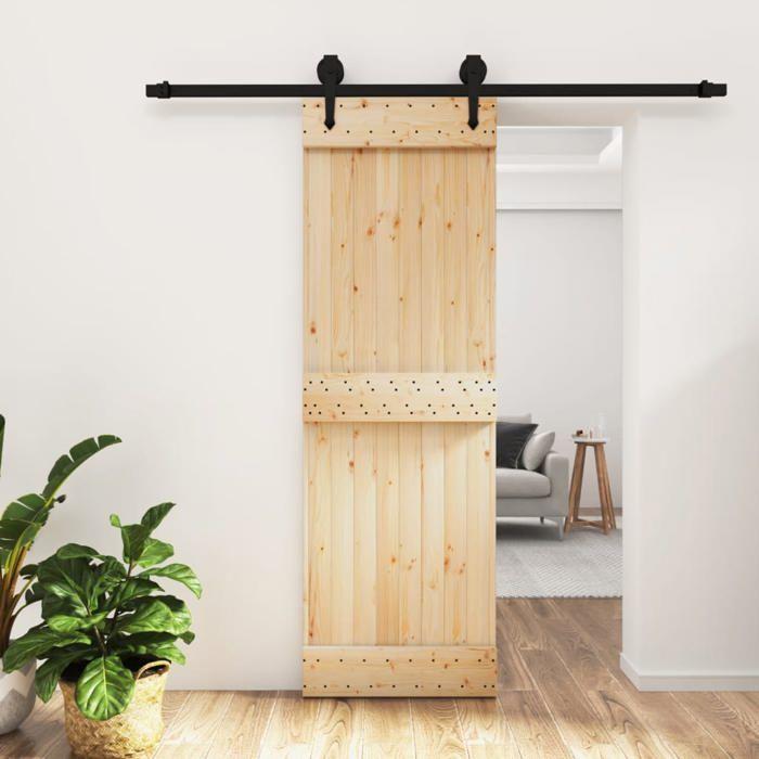 VidaXL Porte coulissante et kit de quincaillerie 70x210 cm pin massif, porte intérieure, porte de grange intérieure 3203230