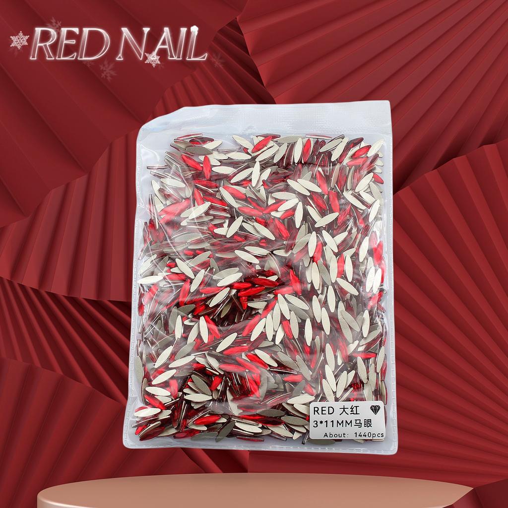 Pachet întreg de Crăciun de Anul Nou, mic, mare, roșu, fund plat, formă specială, diamant, artă pentru unghii, ornament pentru unghii, diamant roșu în formă specială
