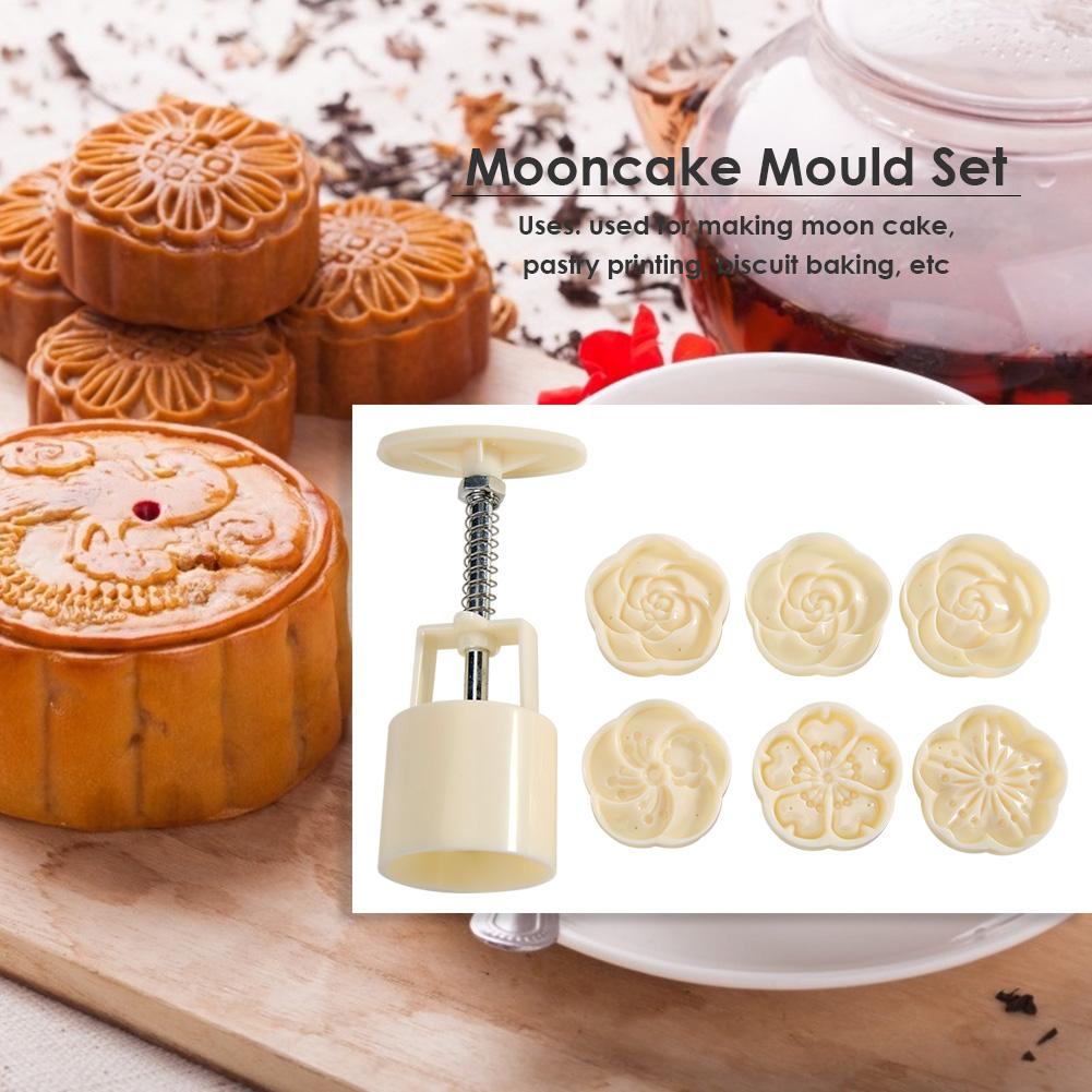 

Ice Skin Mooncake Dessert White Plastics 6 Patterns DIY Decoration Hand Kitchen Baking Cutting Accessories China Mainland
