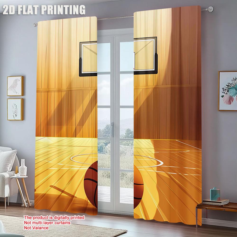 2pc    Party Window Curtains Basketball Court Light Filter Family Party Use for Classroom Decoration