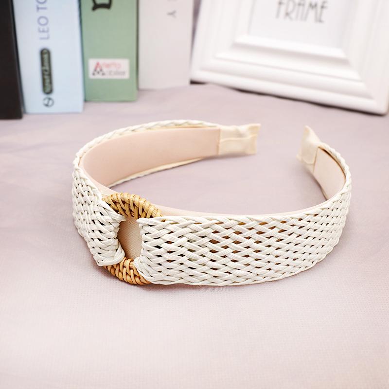 

Ветер ретро соломенная плетеная повязка на голову простая и универсальная для взрослых широкополая сетка рафия повязка на голову украшение для волос C389