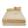 Solid Color Rabbit Like Plush Bed Sheet, 30cm Deep Pocket Design,Fully Wrapped Anti Slip Mattress Protective Cover,Thick and Warm In Autumn and Winter