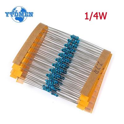 100/120 PCS 1/4W metalo plėvelės rezistorių rinkinys 0,25 W 1 % atsparumas 2R 2,2R 2,4R 2,7R 3R 3,3R 1K omų automobilio oro pagalvių remonto rezistorių
