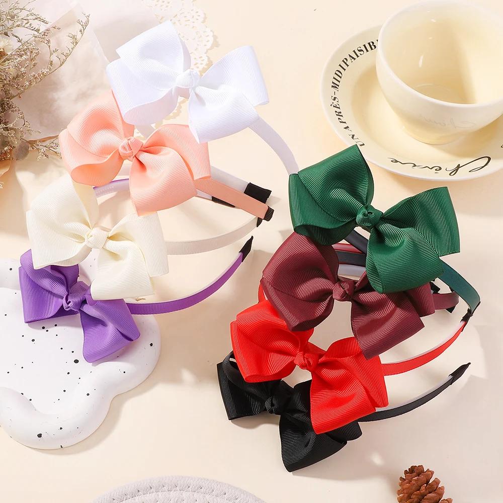 BABY BOWS 2Pcs/lot 4.52'' Grosgrain Ribbon Hair Bows Headbands for Girls Cute Bowknot Hairbands Headwear Hair Accessories Set