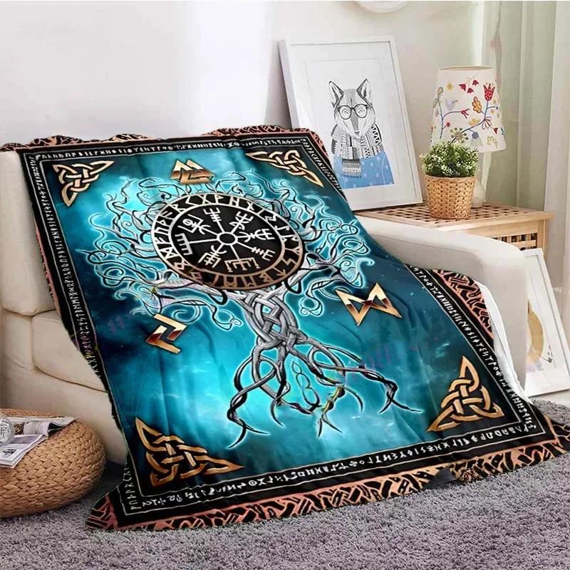 

Owl Celtic Viking Blanket Tree of Life Wiccan Flannel Blanket Soft Warm Blanket Couch Bed Chair Decor for Family Camping Gifts 100cmx150cm