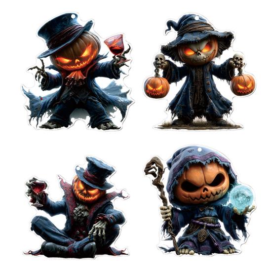 Car Mirror Hanging Accessories Spooky Pumpkin Man 2D Acrylic Rear View Mirror Pendant Flat Auto Interior Halloween Decoration for Car Backpack