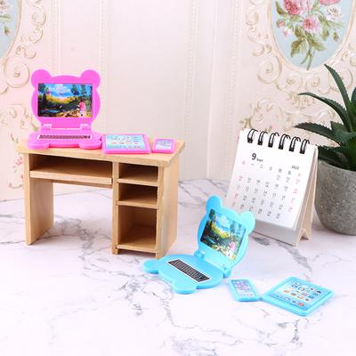 3 Adet/Takım 1:12 Dollhouse Minyatür Katlanır Dizüstü Bilgisayar Modeli Bilgisayar Tablet Telefon Seti Bebek Evi Ofis Sahne Ev Dekor Oyuncak