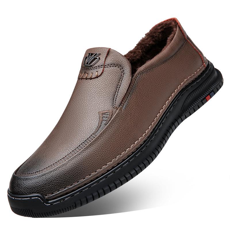 Men's Leather Shoes Casual Leather Men's Cotton Shoes Fleece Warm Men's Shoes Board Shoes Inventory